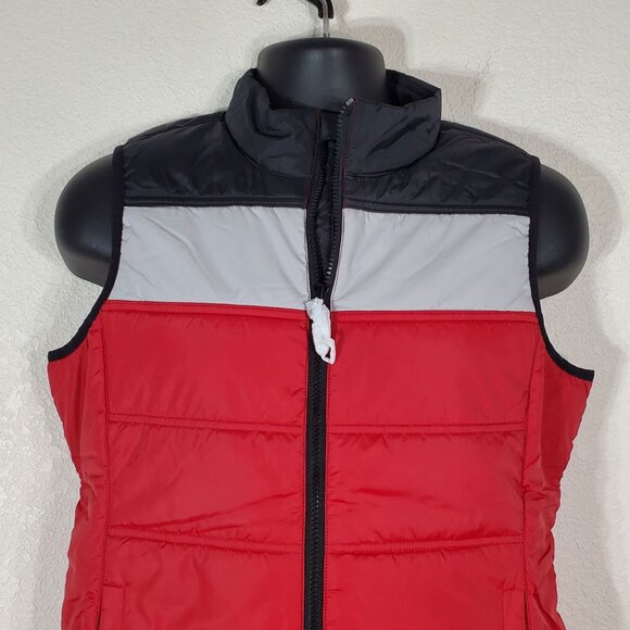 Cbuk By Cutter & Buck Womens Puffer Vest Medium Red, Gray & Black Colorblock - Picture 2 of 10